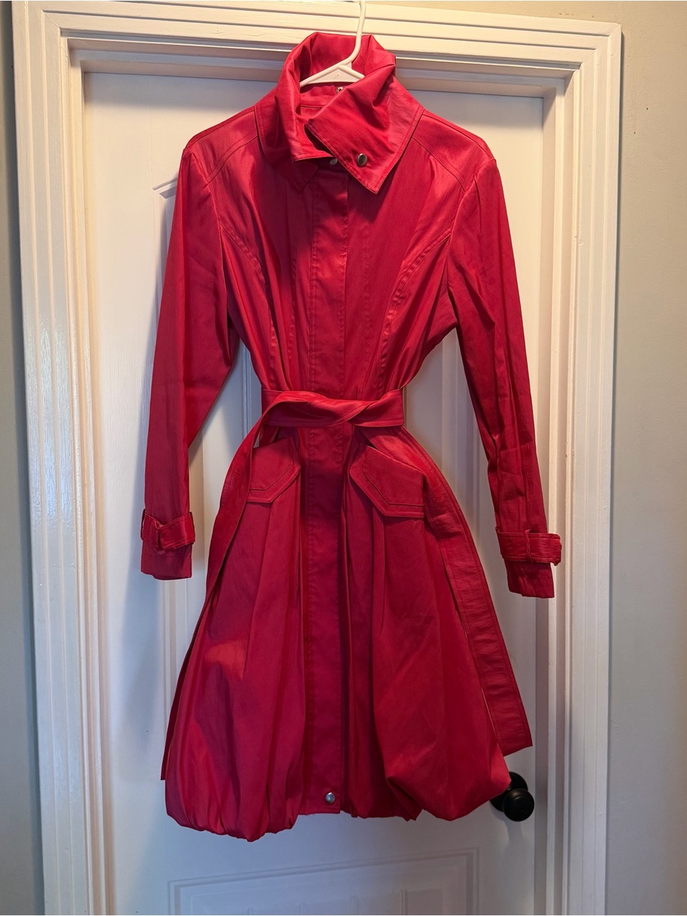 Hot Pink Bubble Hem Rain Coat
